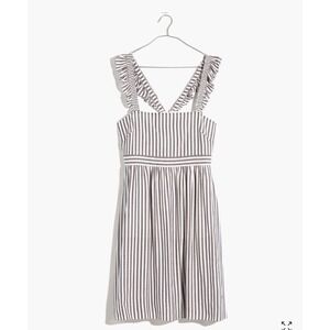 NWT Madewell Womens Striped Sleeveless Mini Dress Ruffle‎ Strap Size 2 New